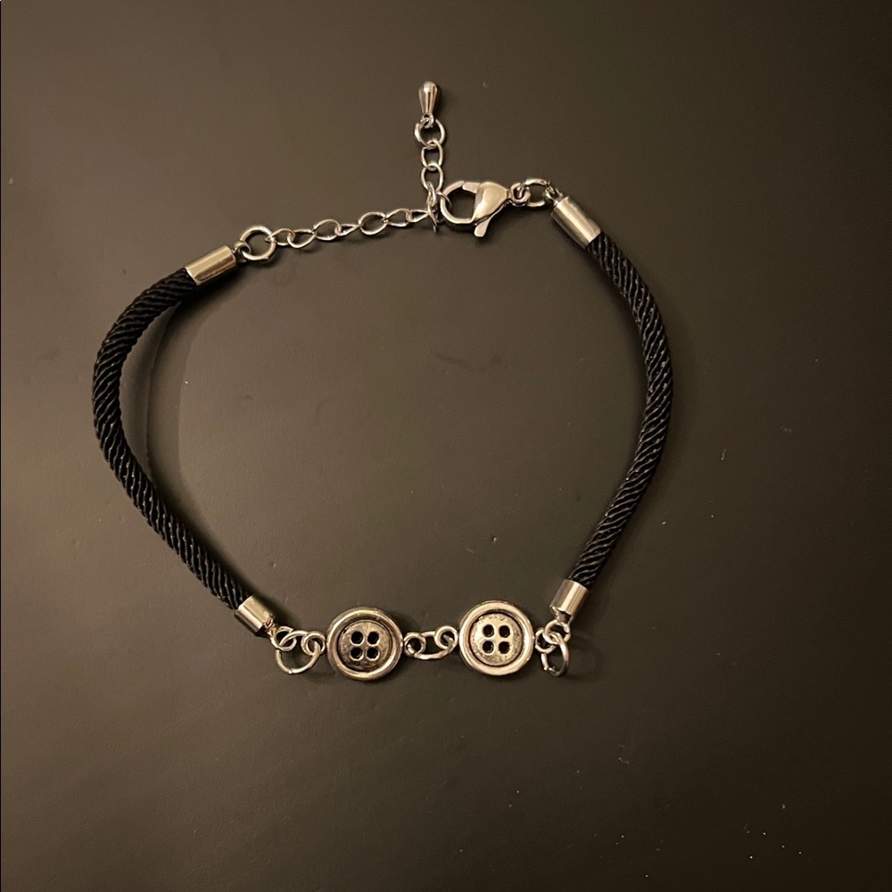 Hand Crafted Black and Silver Button Bracelet